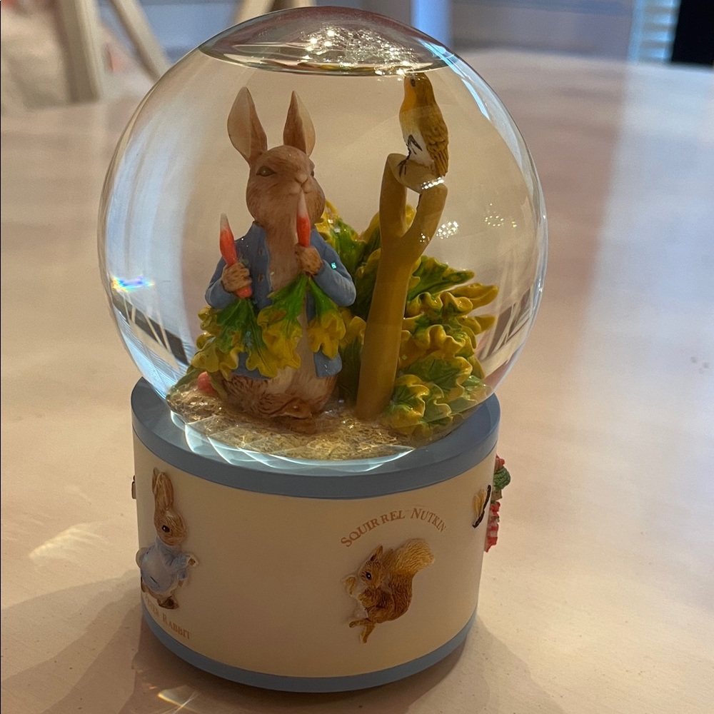 Peter Rabbit Snow Globe with Blue Base